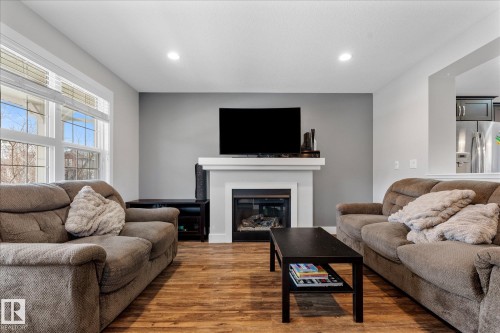 4126 6A Street, Edmonton, AB - Indoor Photo Showing Living Room With Fireplace