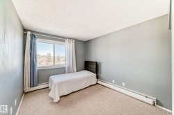 Carpeted room with a large window and baseboard heating - 
