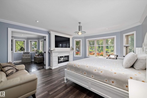 19 Oak Point, St. Albert, AB - Indoor Photo Showing Bedroom With Fireplace