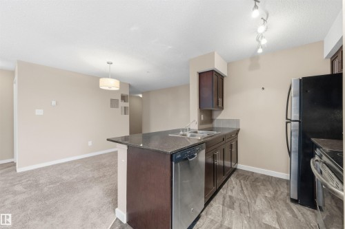 221 1070 Mcconachie Boulevard, Edmonton, AB - Indoor Photo Showing Kitchen With Stainless Steel Kitchen With Double Sink With Upgraded Kitchen