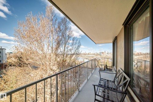 Private balcony featuring a metal railing and city skyline - 601 10135 Saskatchewan Drive Nw, Edmonton, AB - Outdoor With View With Exterior