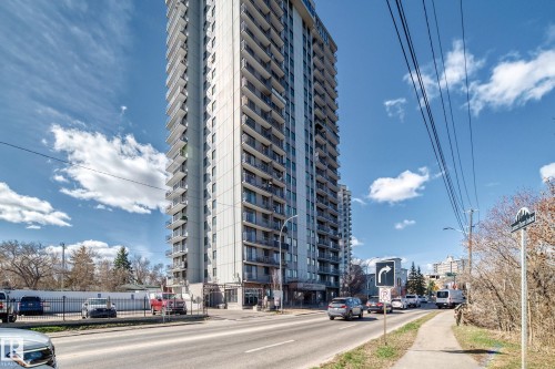 Modern high-rise building featuring multiple balconies and ground-level retail spaces - 601 10135 Saskatchewan Drive Nw, Edmonton, AB - Outdoor With Facade