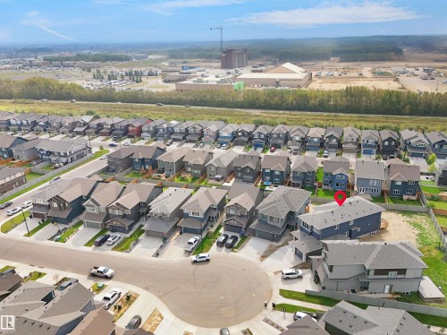 Aerial perspective showcasing a residential development with a consistent architectural style - 22139 81 Avenue, Edmonton, AB - Outdoor With View