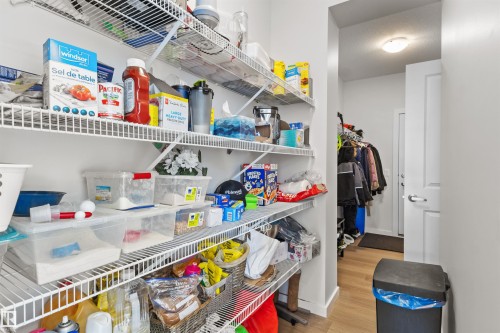 Spacious pantry featuring multiple levels of wire shelving and light gray walls - 1471 Plum Circle Circle, Edmonton, AB - Indoor