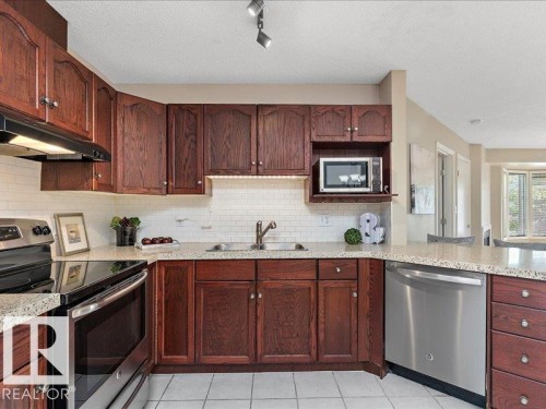 204 9640 105 Street, Edmonton, AB - Indoor Photo Showing Kitchen With Double Sink