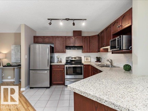 204 9640 105 Street, Edmonton, AB - Indoor Photo Showing Kitchen With Double Sink