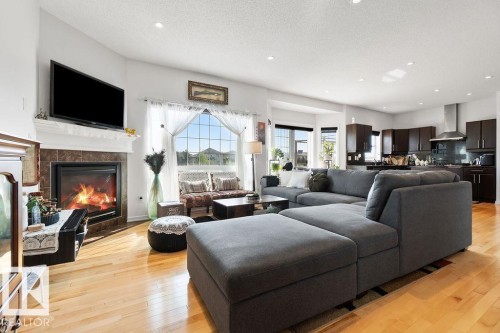715 Wildwood Point(E), Edmonton, AB - Indoor Photo Showing Living Room With Fireplace