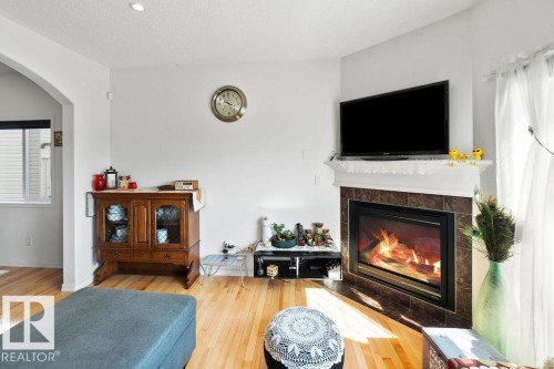715 Wildwood Point(E), Edmonton, AB - Indoor Photo Showing Living Room With Fireplace