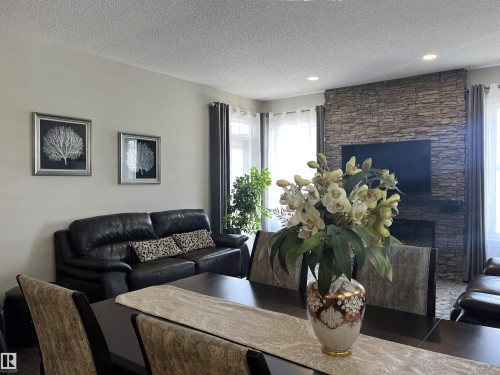 8504 216 Street, Edmonton, AB - Indoor Photo Showing Living Room With Fireplace