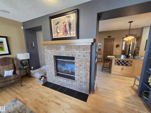 1205 Colonel Stone Avenue, Edmonton, AB - Indoor Photo Showing Living Room With Fireplace