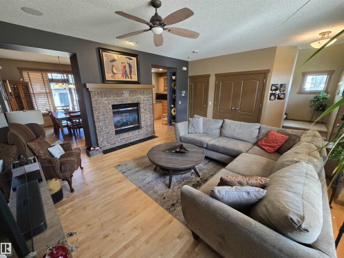 1205 Colonel Stone Avenue, Edmonton, AB - Indoor Photo Showing Living Room With Fireplace