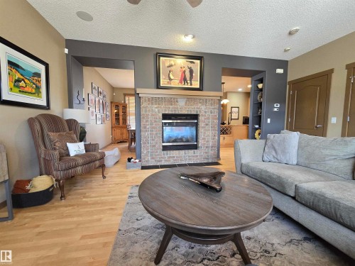 1205 Colonel Stone Avenue, Edmonton, AB - Indoor Photo Showing Living Room With Fireplace