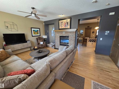 1205 Colonel Stone Avenue, Edmonton, AB - Indoor Photo Showing Living Room With Fireplace
