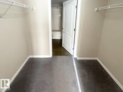 Walk-in closet featuring carpet flooring, neutral wall paint, white trim, and wire shelving - 