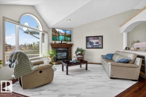 6545 199 Street, Edmonton, AB - Indoor Photo Showing Living Room With Fireplace