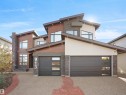 Contemporary multi-level residence featuring stone accents and wood-finish siding - 913 Wood Place, Edmonton, AB  - Outdoor 