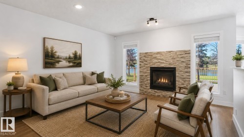 1346 Potter Greens Drive, Edmonton, AB - Indoor Photo Showing Living Room With Fireplace