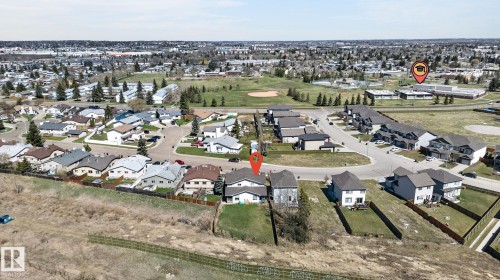 Aerial perspective showcasing a residential neighborhood with varied housing styles - 4603 126 Avenue, Edmonton, AB - Outdoor With View