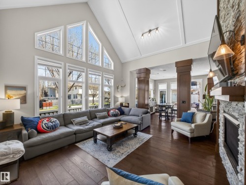 5117 Terwillegar Boulevard, Edmonton, AB - Indoor Photo Showing Living Room With Fireplace