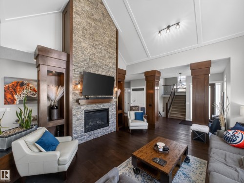 5117 Terwillegar Boulevard, Edmonton, AB - Indoor Photo Showing Living Room With Fireplace