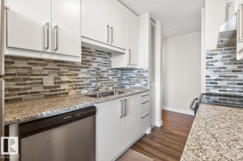 606 10883 Saskatchewan Drive, Edmonton, AB - Indoor Photo Showing Kitchen With Double Sink With Upgraded Kitchen