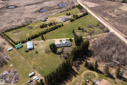 Expansive rural property featuring a single-story residence with a light gray roof - 19403 Fort Road, Edmonton, AB - Outdoor With View