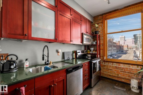 204 10141 95 Street, Edmonton, AB - Indoor Photo Showing Kitchen With Double Sink