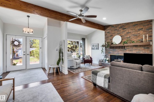 37 Glenmore Crescent, St. Albert, AB - Indoor Photo Showing Living Room With Fireplace