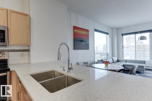 1201 10504 99 Avenue, Edmonton, AB - Indoor Photo Showing Kitchen With Double Sink