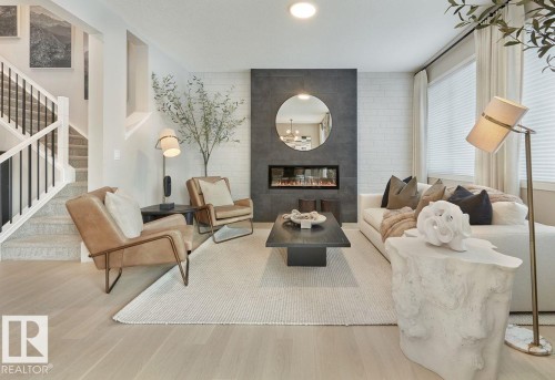 17519 7 Street, Edmonton, AB - Indoor Photo Showing Living Room With Fireplace