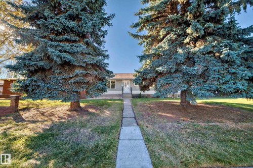 Front exterior with a central concrete pathway leading to the main entrance - 13124 83 Street, Edmonton, AB - Outdoor