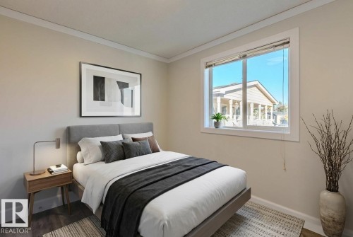This photo is virtually staged using AI. - 514 Maple Wood Crescent, Edmonton, AB - Indoor Photo Showing Bedroom