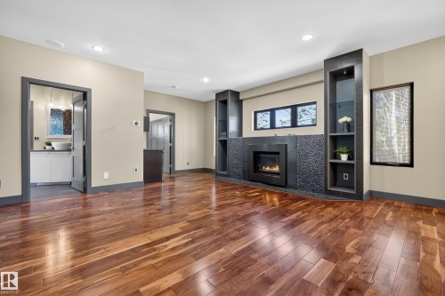 11908 41A Avenue, Edmonton, AB - Indoor Photo Showing Living Room With Fireplace