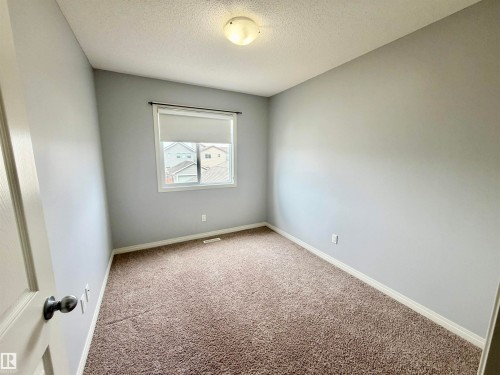 Interior room featuring neutral gray walls, brown carpet flooring, and white baseboards - 4310 Prowse Link Link, Edmonton, AB - Indoor Photo Showing Other Room