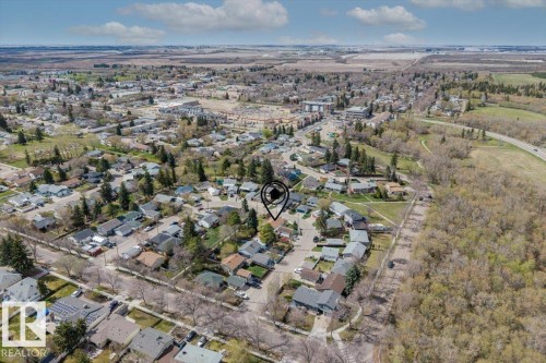 Aerial perspective of a residential community featuring mature trees and established homes - 24 Elizabeth Drive, Fort Saskatchewan, AB - Outdoor With View