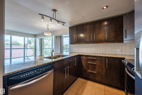 304 10046 117 Street, Edmonton, AB - Indoor Photo Showing Kitchen With Double Sink