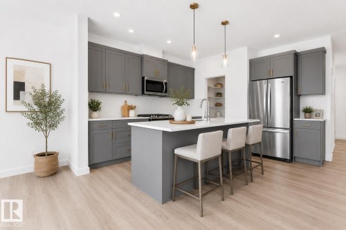 3417 Craig Landing Landing, Edmonton, AB - Indoor Photo Showing Kitchen With Stainless Steel Kitchen With Upgraded Kitchen
