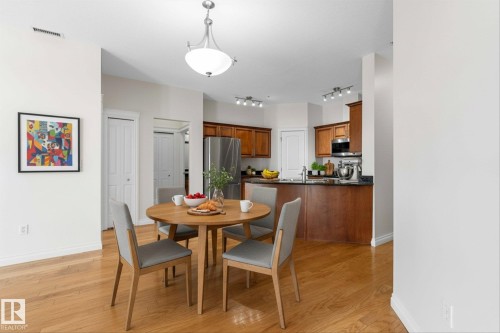 *Virtually Staged Image* - 110 5211 50 Street, Stony Plain, AB - Indoor Photo Showing Dining Room