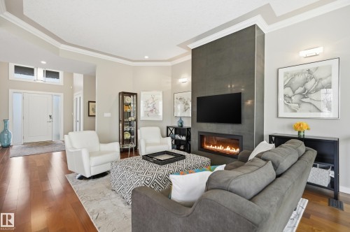 60 Lacombe Drive, St. Albert, AB - Indoor Photo Showing Living Room With Fireplace
