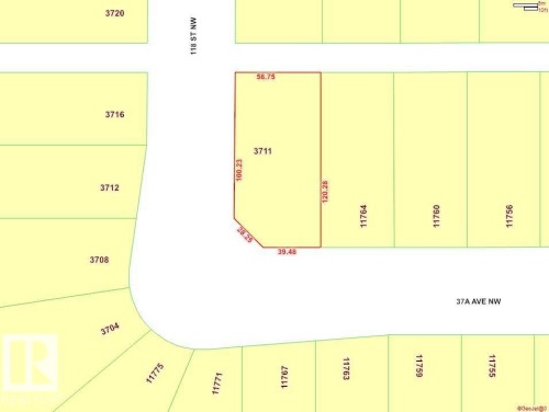 Survey Plat. Illustrating property boundaries and dimensions for the parcel designated 3711 - 3711 118 Street, Edmonton, AB - Other