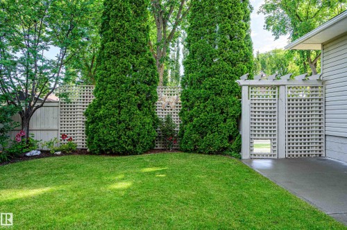Lush green lawn with mature trees and established landscaping - 14604 92A Avenue, Edmonton, AB - Outdoor