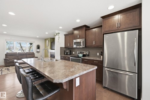 140 Allard Way, Fort Saskatchewan, AB - Indoor Photo Showing Kitchen With Stainless Steel Kitchen With Double Sink