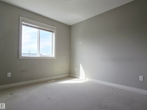 Carpeted room featuring a double-paned window, neutral gray walls, white baseboards, and white window trim - 21321 94 Avenue, Edmonton, AB - Indoor Photo Showing Other Room