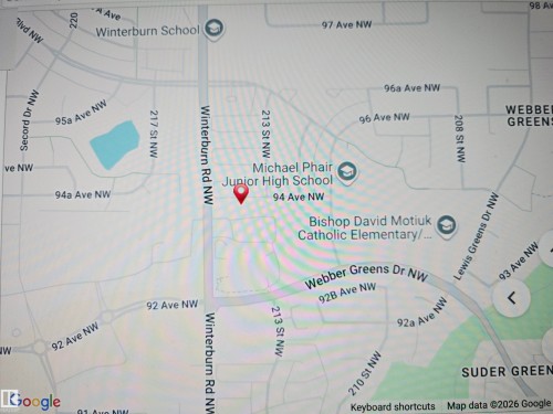 Location Map. Identifying the geographical position of the property within its street grid and proximate landmarks - 21321 94 Avenue, Edmonton, AB - Other