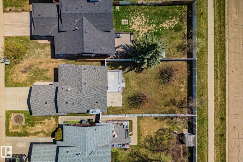 Overhead view showcasing a property with a grey asphalt shingle roof - 18903 70 Avenue, Edmonton, AB - Outdoor