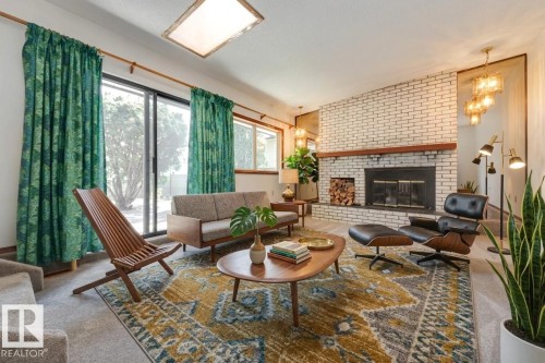 12307 54 Street, Edmonton, AB - Indoor Photo Showing Living Room With Fireplace