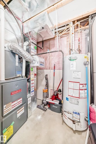 Utility space featuring a Goodman furnace, water heater - 6919 Cardinal Wynd, Edmonton, AB - Indoor Photo Showing Basement