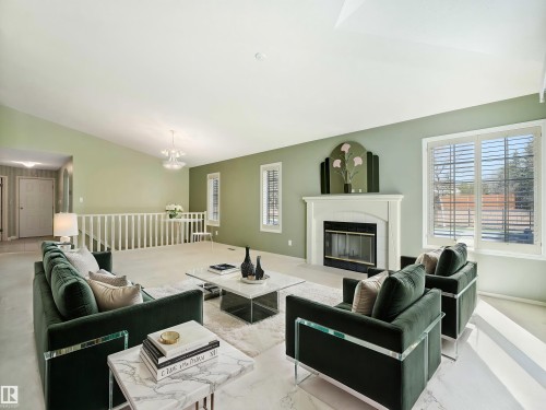 Virtually Staged - 146 Oeming Road, Edmonton, AB - Indoor Photo Showing Living Room With Fireplace