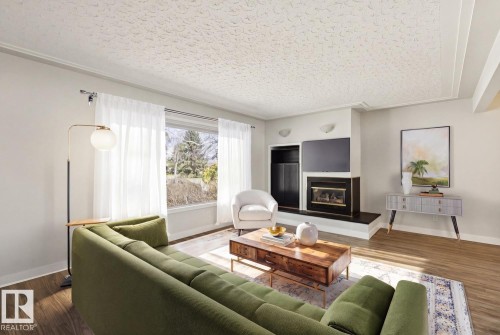 11451 48 Avenue, Edmonton, AB - Indoor Photo Showing Living Room With Fireplace