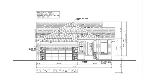 Architectural Drawing, Front Elevation. Illustrating the property's exterior facade and dimensions - 711 166 Avenue, Edmonton, AB - Other